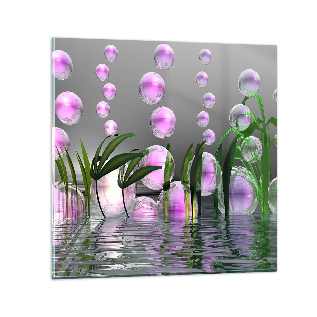 Glasbild - Bild auf glas - Eine reflektierende Komposition aus Leichtigkeit und Leben - 60x60 cm