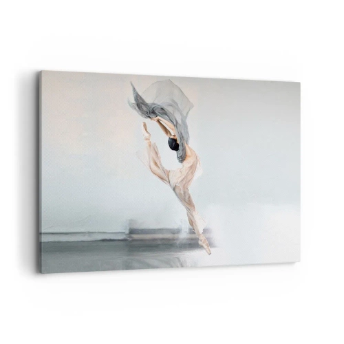 Bild auf Leinwand - Leinwandbild - Eine Tänzerin in dynamischer Bewegung vor hellem Hintergrund - 120x80cm - Im Tanzrausch - Moderne Wanddekoration für Wohnzimmer und Schlafzimmer ARTTOR