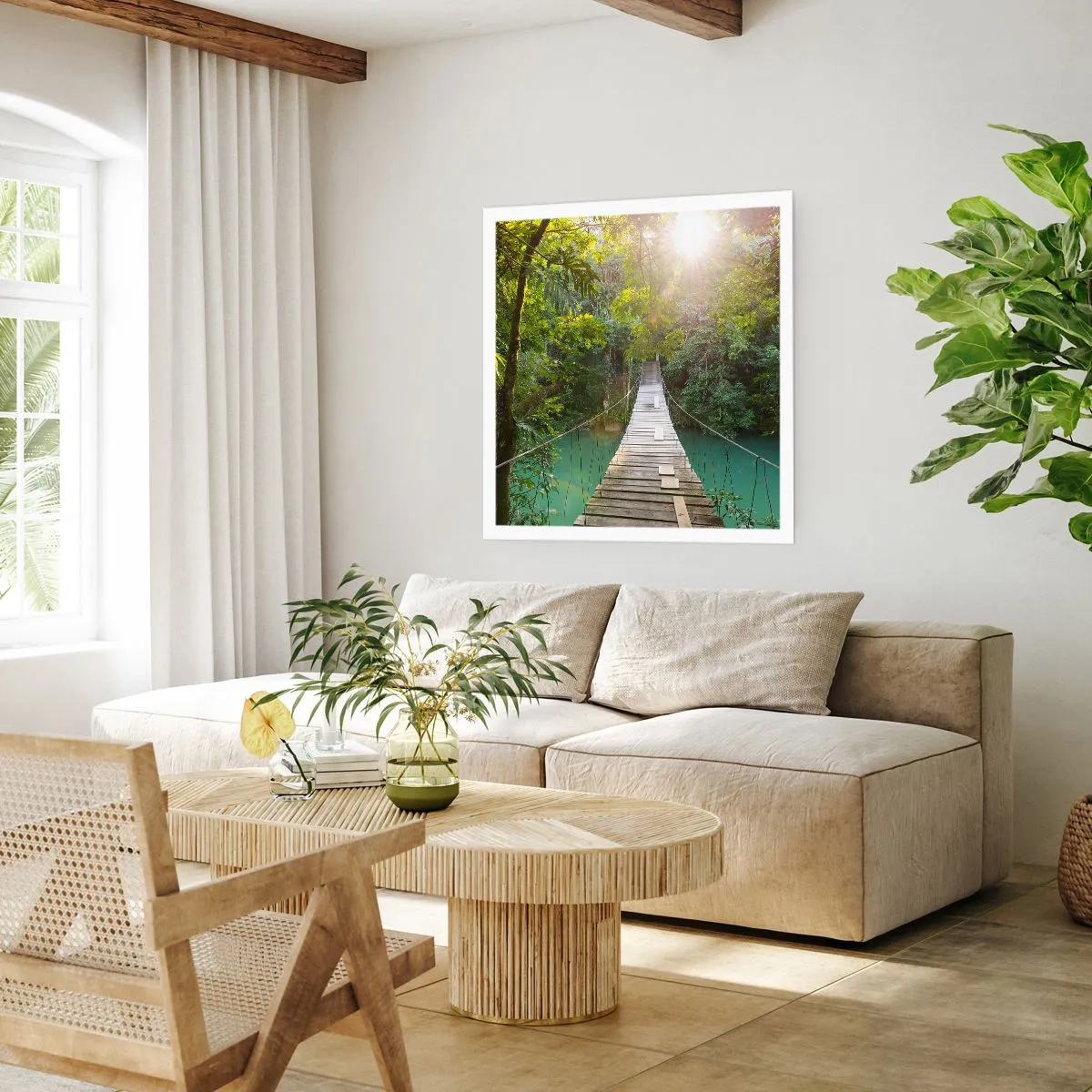 Poster - Über das azurblaue Wasser zum azurblauen Wald - 30x30 cm