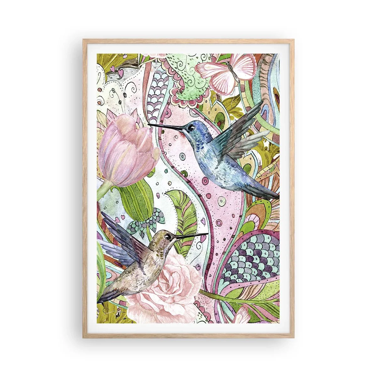 Poster in einem Rahmen aus heller Eiche - Verstrickt in Weinreben - 70x100 cm