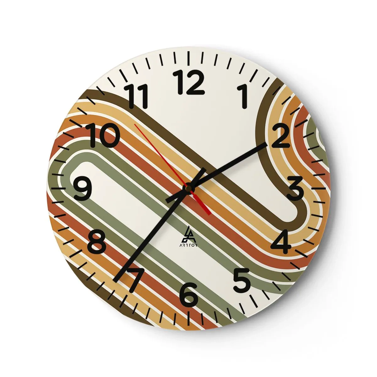 Wanduhr - Glasuhr - Zickzack zum Ziel - 40x40 cm