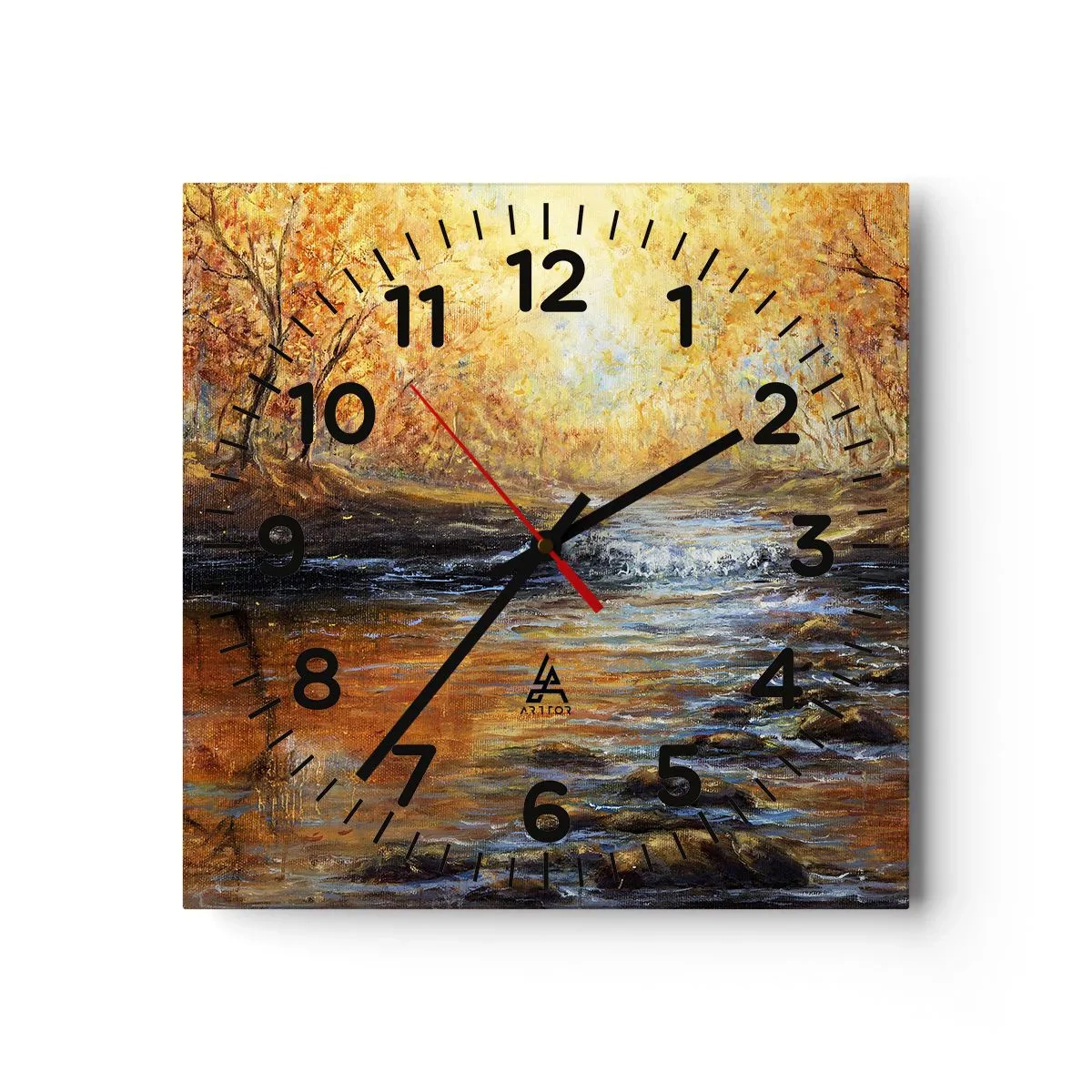 Wanduhr - Glasuhr - Der goldene Strom - 40x40 cm