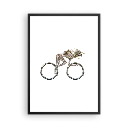 Poster in einem schwarzem Rahmen - Ein Fahrrad aus Metallteilen - 50x70cm - Eine tolle Maschine - Moderne Wanddekoration für Wohnzimmer und Schlafzimmer ARTTOR