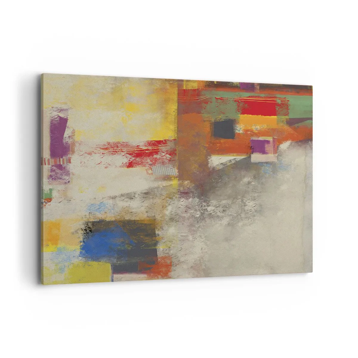 Bild auf Leinwand - Leinwandbild - Bunte Abstraktion mit geometrischen Formen - 120x80cm - Geometrie der Farben - Moderne Wanddekoration für Wohnzimmer und Schlafzimmer ARTTOR