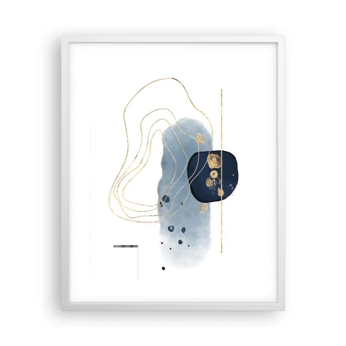 Poster in einem weißen Rahmen - Blau-goldene Fantasie - 40x50 cm