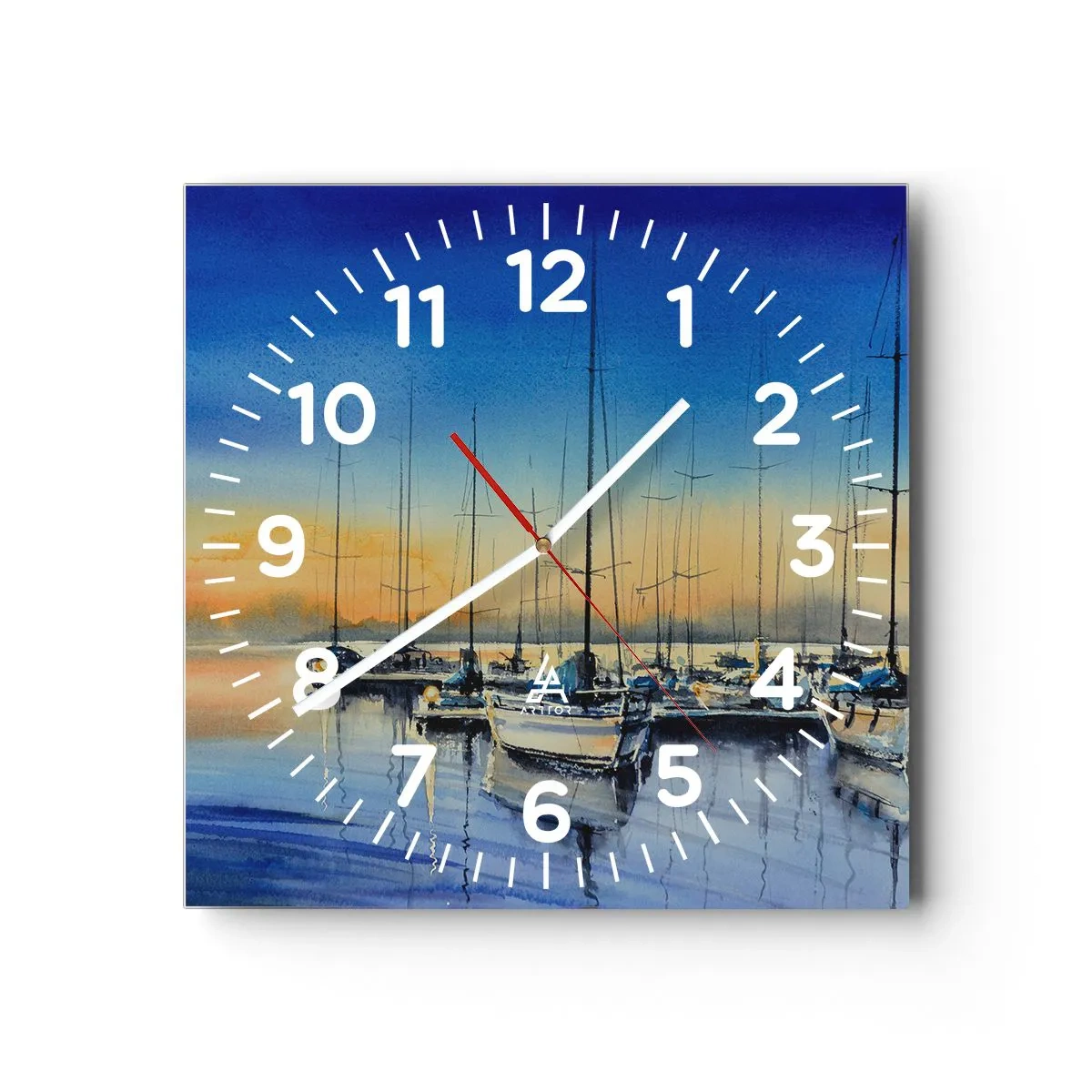 Wanduhr - Glasuhr - Ende eines guten Tages - 30x30 cm