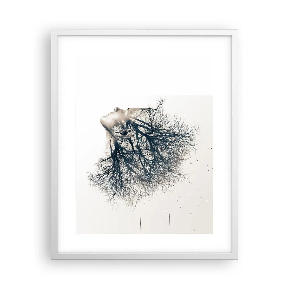 Poster in einem weißen Rahmen - Dem Rauschen der Bäume lauschen - 40x50 cm