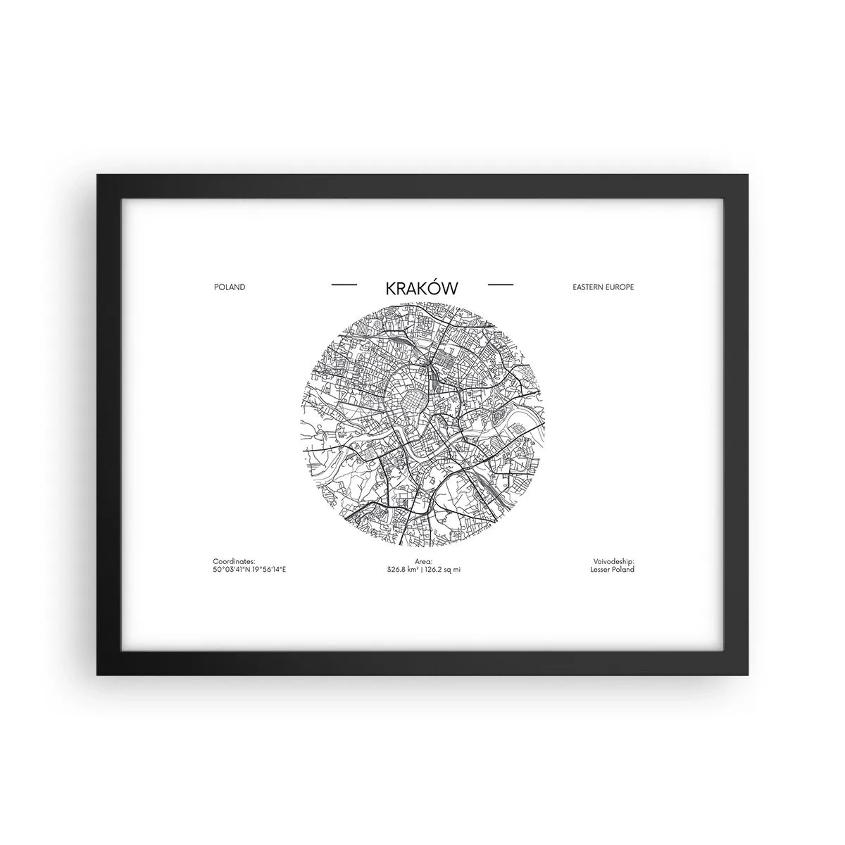 Poster in einem schwarzem Rahmen - Anatomie von Krakau - 40x30 cm