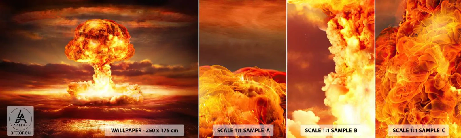 Fototapetenmuster Standard Eco - Und das Ende wird kommen - Atombombe, Militär, Grafik - 100x30 cm