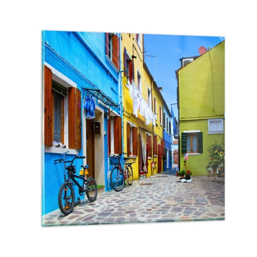 Glasbild - Bild auf glas - Pastell, süße Gasse - 60x60 cm
