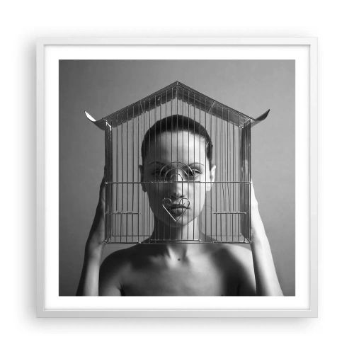 Poster in einem weißen Rahmen - Ein leicht surreales Portrait - 60x60 cm