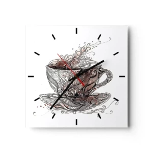 Wanduhr - Glasuhr - Dekorative Kaffeetasse mit kunstvollem Muster - 30x30cm - Tee für alles - Moderne Wanddekoration für Wohnzimmer und Schlafzimmer ARTTOR