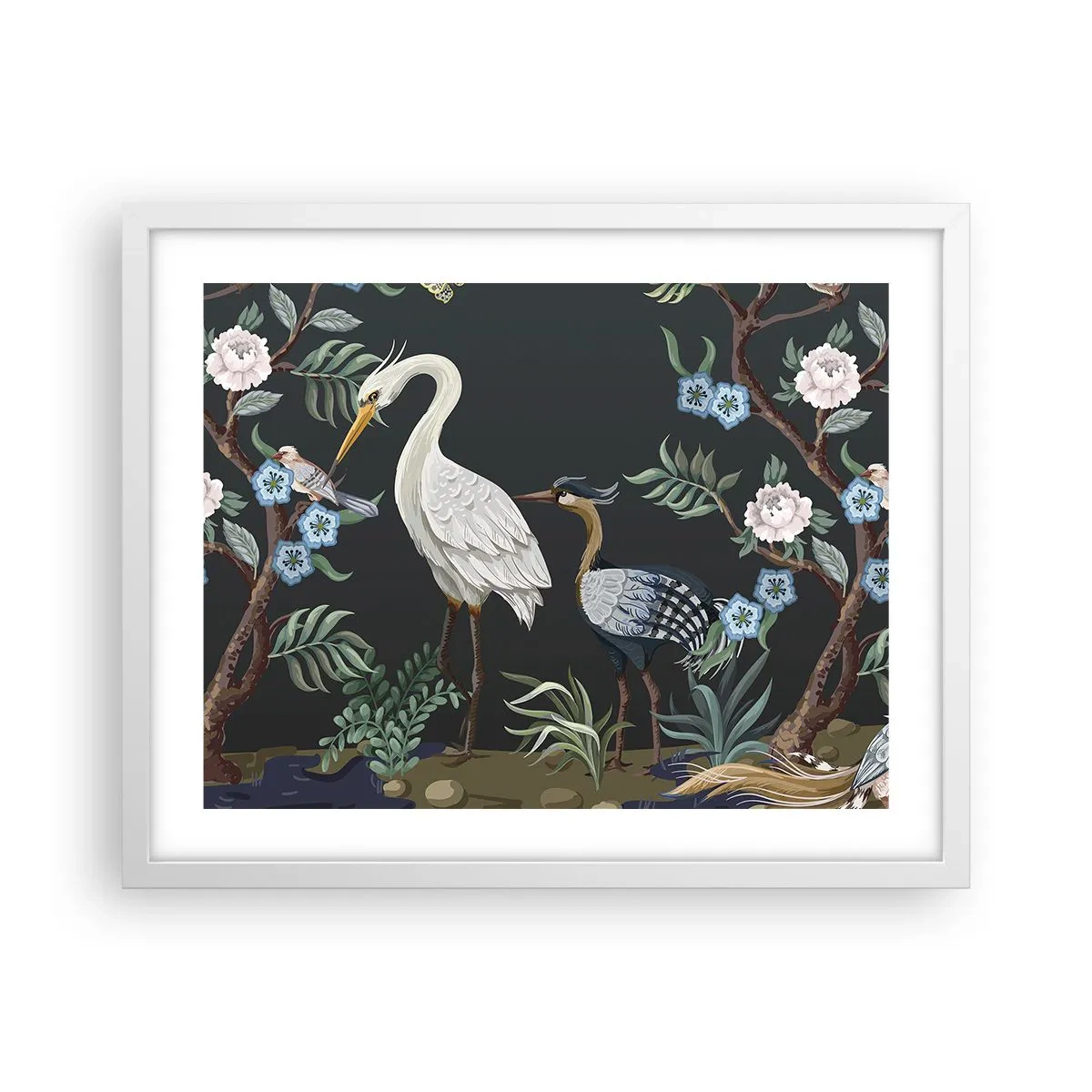 Poster in einem weißen Rahmen - Vogelparade - 50x40 cm