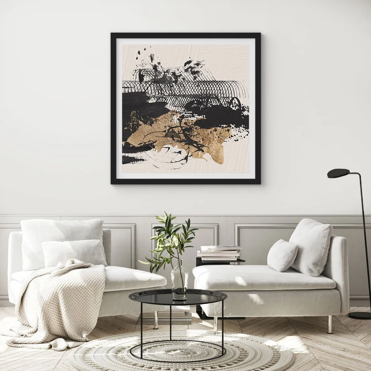 Poster in einem schwarzem Rahmen - Komposition mit Leidenschaft - 30x30 cm