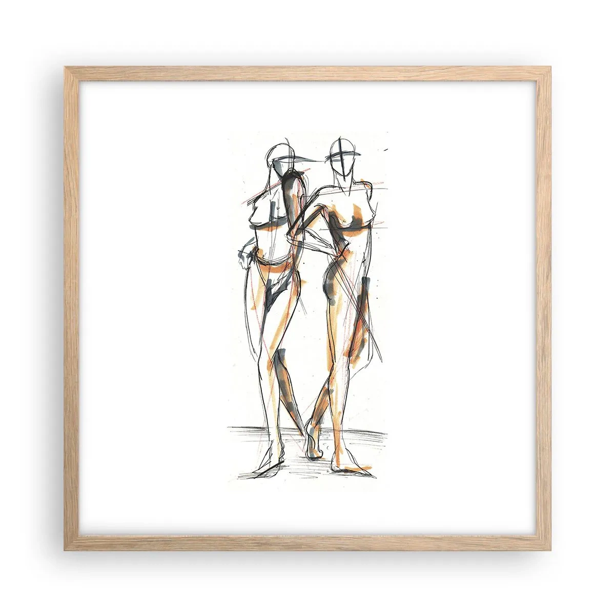 Poster in einem Rahmen aus heller Eiche - Studie der Gnade - 50x50 cm