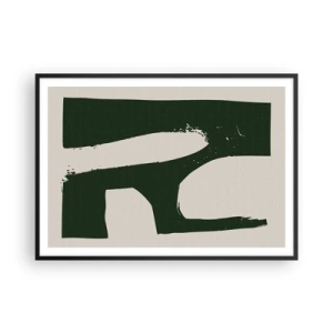 Poster in einem schwarzem Rahmen - Minimalistische Abstraktion in Grün auf hellem Hintergrund - 100x70cm - Weiße Buchten - Moderne Wanddekoration für Wohnzimmer und Schlafzimmer ARTTOR