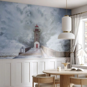 Selbstklebende Fototapete Deluxe Sticker - Das Rauschen des Wassers, der Lärm wird wehen - Leuchtturm, Landschaft, Ozean - 300x210 cm