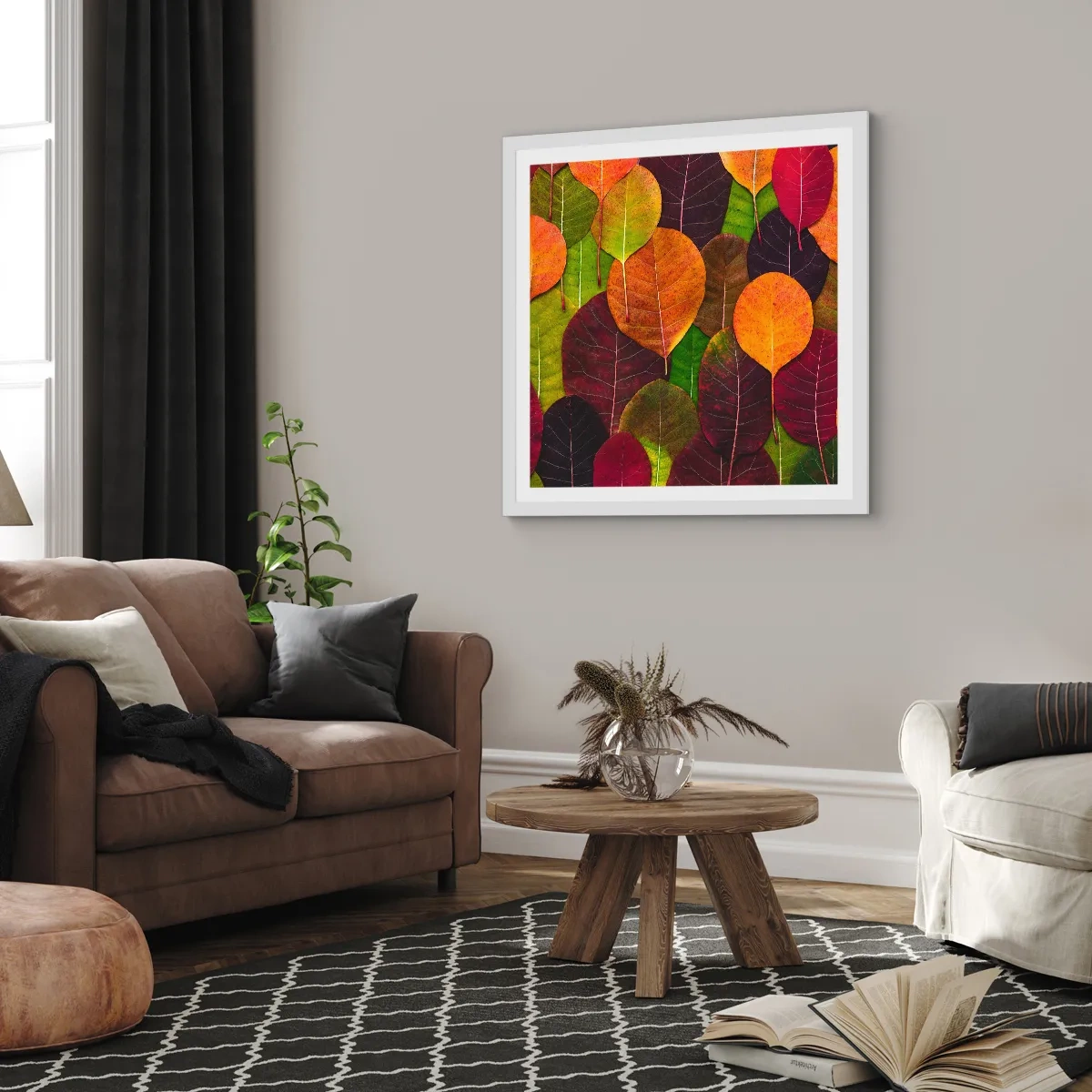 Poster in einem weißen Rahmen - Herbstmosaik - 40x40 cm