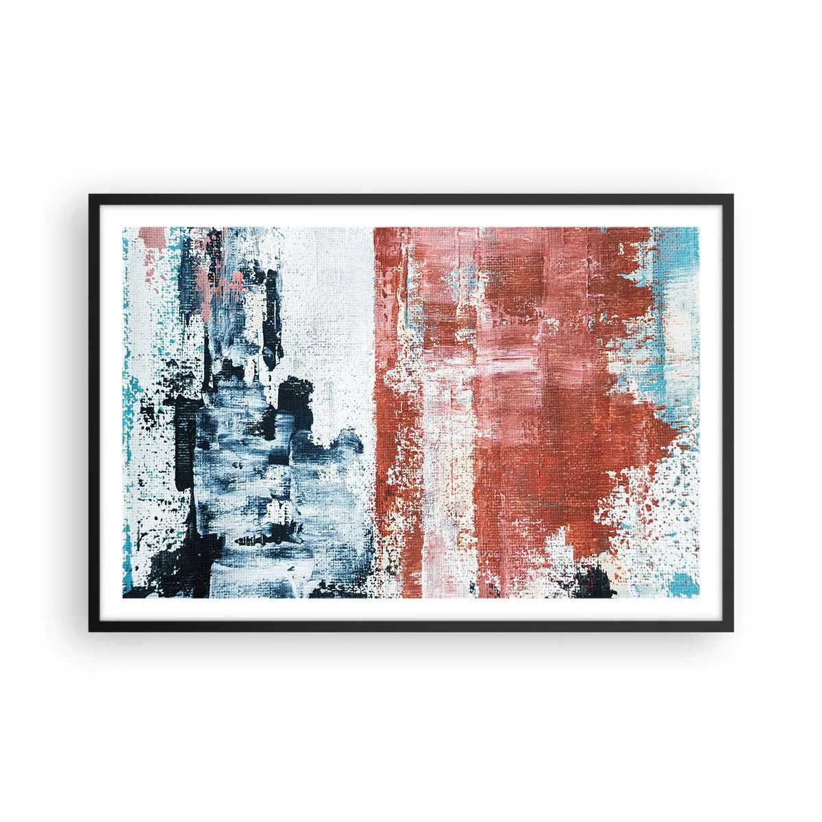 Poster in einem schwarzem Rahmen - Fünfzig-Fünfzig abstrakt - 91x61 cm