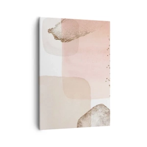 Bild auf Leinwand - Leinwandbild - Pastellfarbene Flecken mit goldenen Elementen - 50x70cm - Ein Blick durch die Farbe - Moderne Wanddekoration für Wohnzimmer und Schlafzimmer ARTTOR