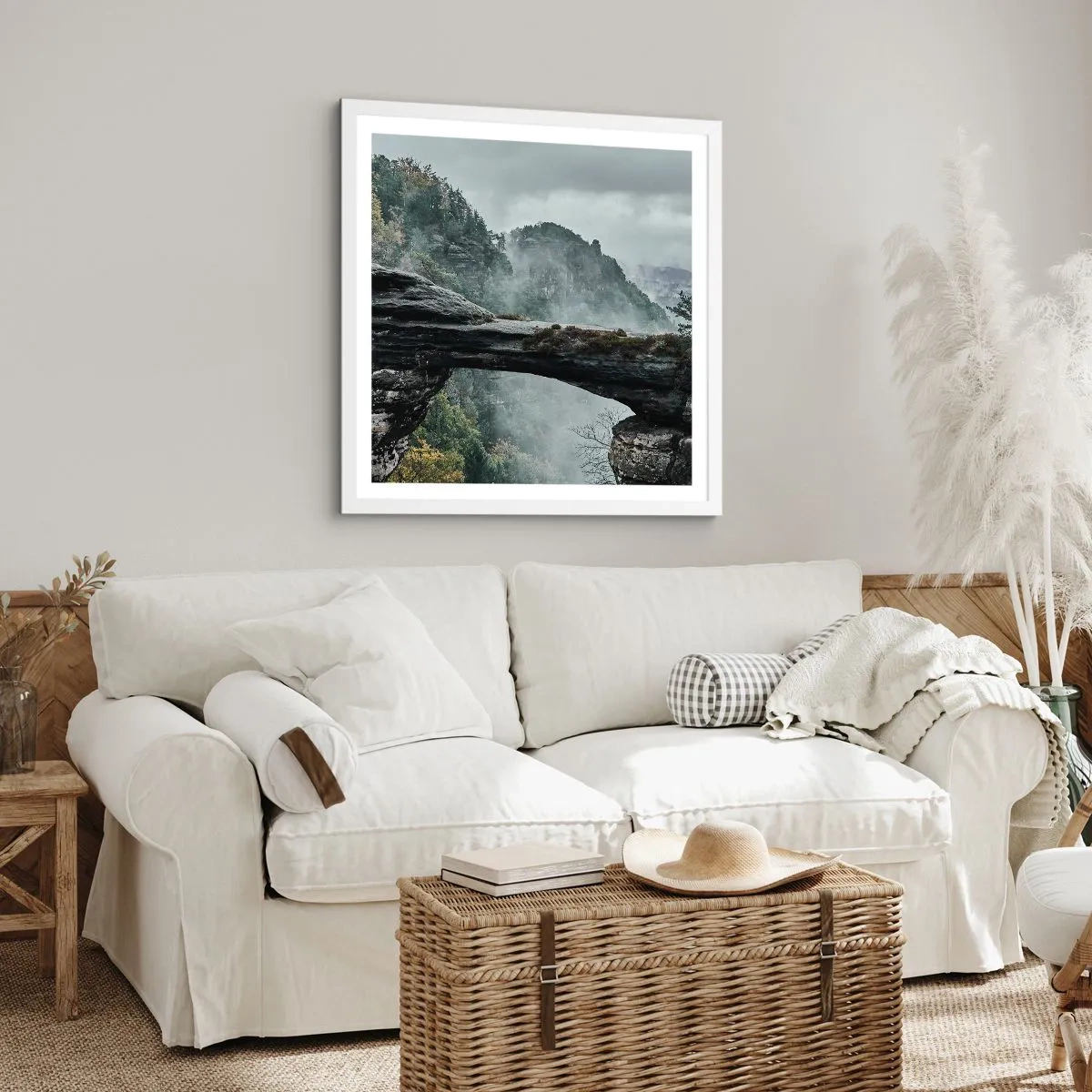 Poster in einem weißen Rahmen - Abenteuer beginnt gleich - 50x50 cm