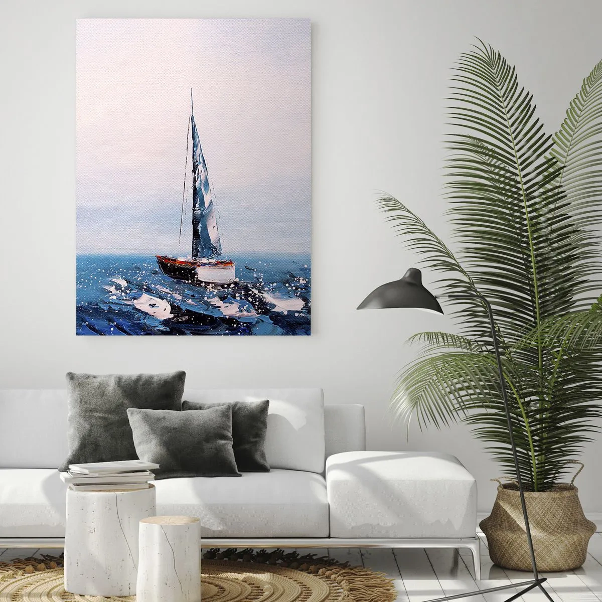 Glasbild - Bild auf glas - Segelboote auf stürmischer See in malerischer Komposition - 80x120cm - Bruderschaft des Windes - Moderne Wanddekoration für Wohnzimmer und Schlafzimmer ARTTOR