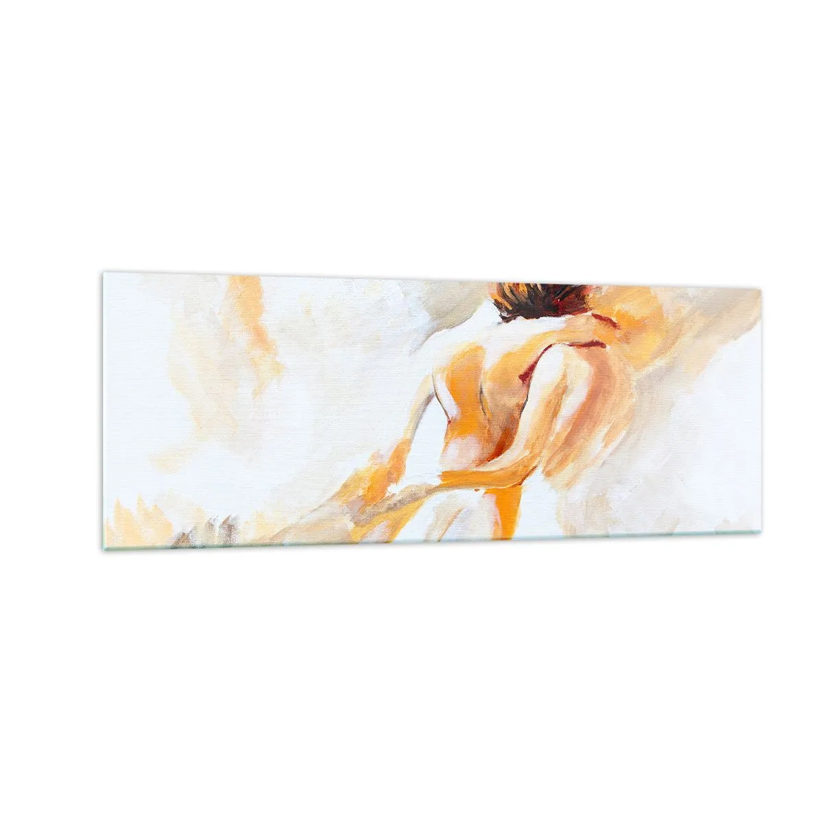 Glasbild - Bild auf glas - Abstrakte Szene einer romantischen Umarmung - 140x50cm - Am Himmel der Nähe - Moderne Wanddekoration für Wohnzimmer und Schlafzimmer ARTTOR