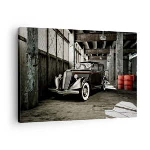 Bild auf Leinwand - Leinwandbild - Stilvolles Retro-Auto in einem Rohlager - 70x50cm - Die ewige Eleganz der 1930er Jahre - Moderne Wanddekoration für Wohnzimmer und Schlafzimmer ARTTOR