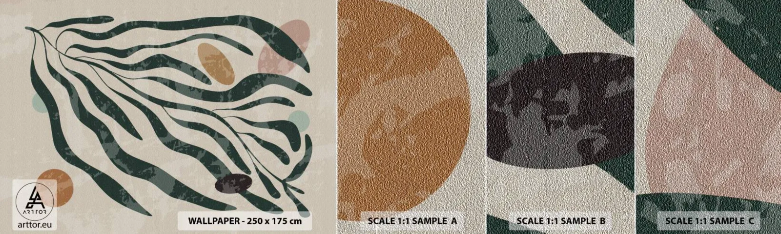 Fototapeten Muster Premium Sand - Im Grünen - Boho, Anlage, Modern - 100x30 cm