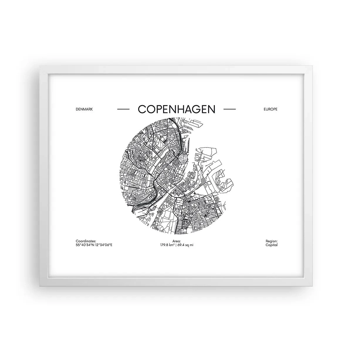 Poster in einem weißen Rahmen - Anatomie von Kopenhagen - 50x40 cm