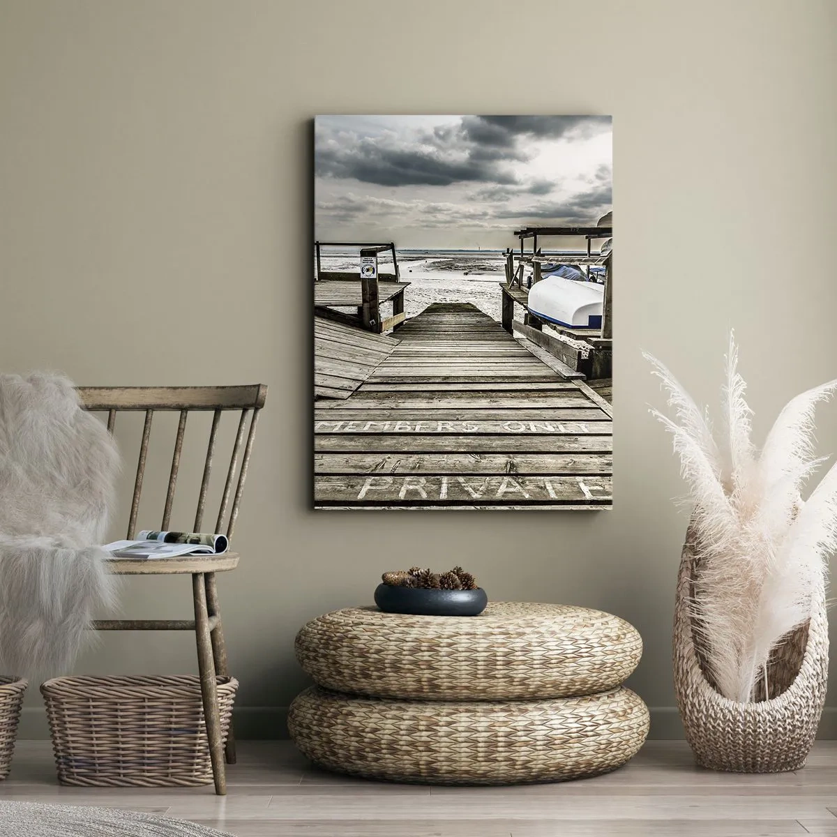 Bild auf Leinwand - Leinwandbild - Mitternachtsstrand - 55x100 cm