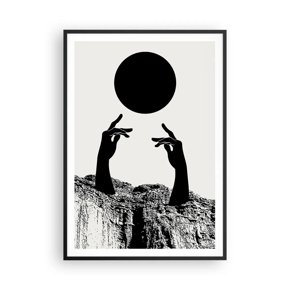 Poster in einem schwarzem Rahmen - Surrealistische Komposition: die Sonne und der Rest - 70x100 cm