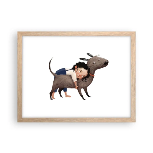 Poster in einem Rahmen aus heller Eiche - Beste Freunde - 40x30 cm