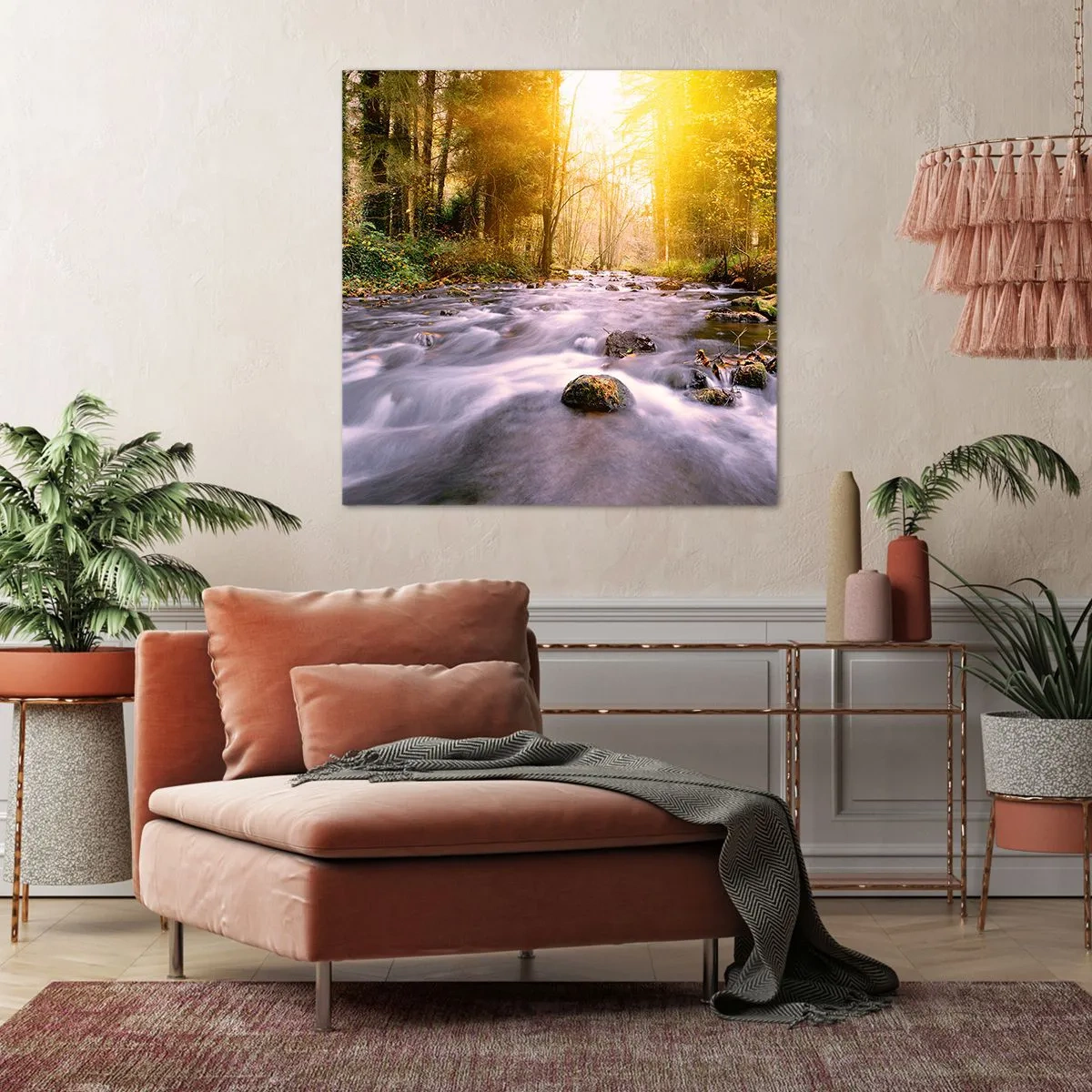 Bild auf Leinwand - Leinwandbild - Malachit im Silber- und Goldrahmen - 30x30 cm