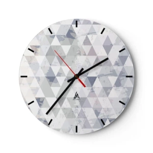 Wanduhr - Glasuhr - Geometrisches Muster mit grauen Dreiecken im modernen Stil - 30x30cm - Im Rhythmus auf drei - Moderne Wanddekoration für Wohnzimmer, Küche und Schlafzimmer ARTTOR