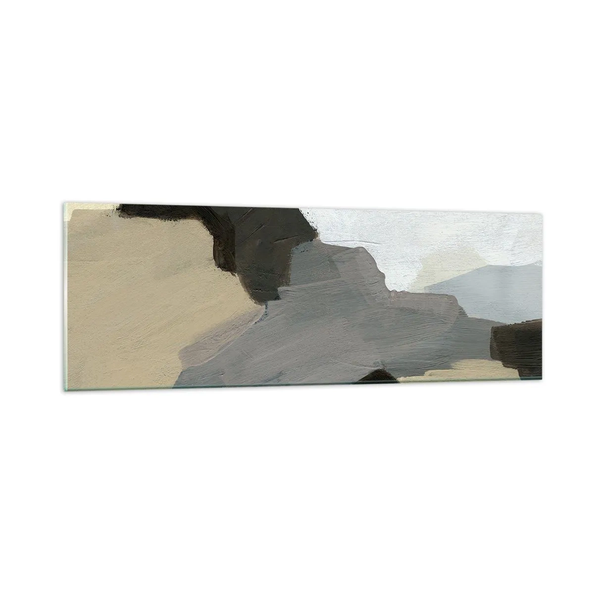 Glasbild - Bild auf glas - Abstraktion: Scheideweg des Graus - 90x30 cm