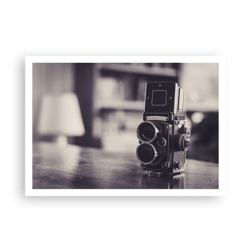 Poster - Antike Kamera in Schwarz und Weiß - 100x70cm - Zauber alter Fotografie - Moderne Wanddekoration für Wohnzimmer und Schlafzimmer ARTTOR