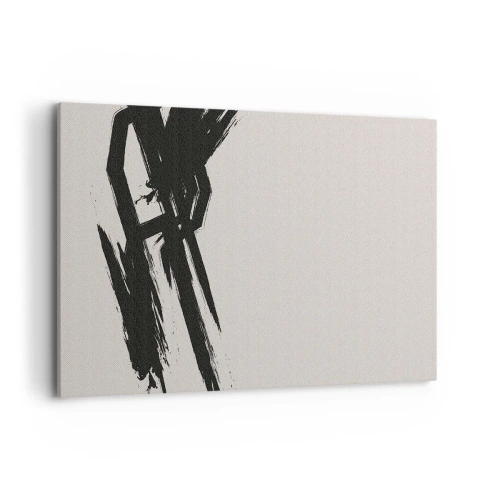 Bild auf Leinwand - Leinwandbild - Dynamische Pinselstriche in Schwarz auf hellem Hintergrund - 120x80cm - Unaufhaltsamer Trieb - Moderne Wanddekoration für Wohnzimmer und Schlafzimmer ARTTOR