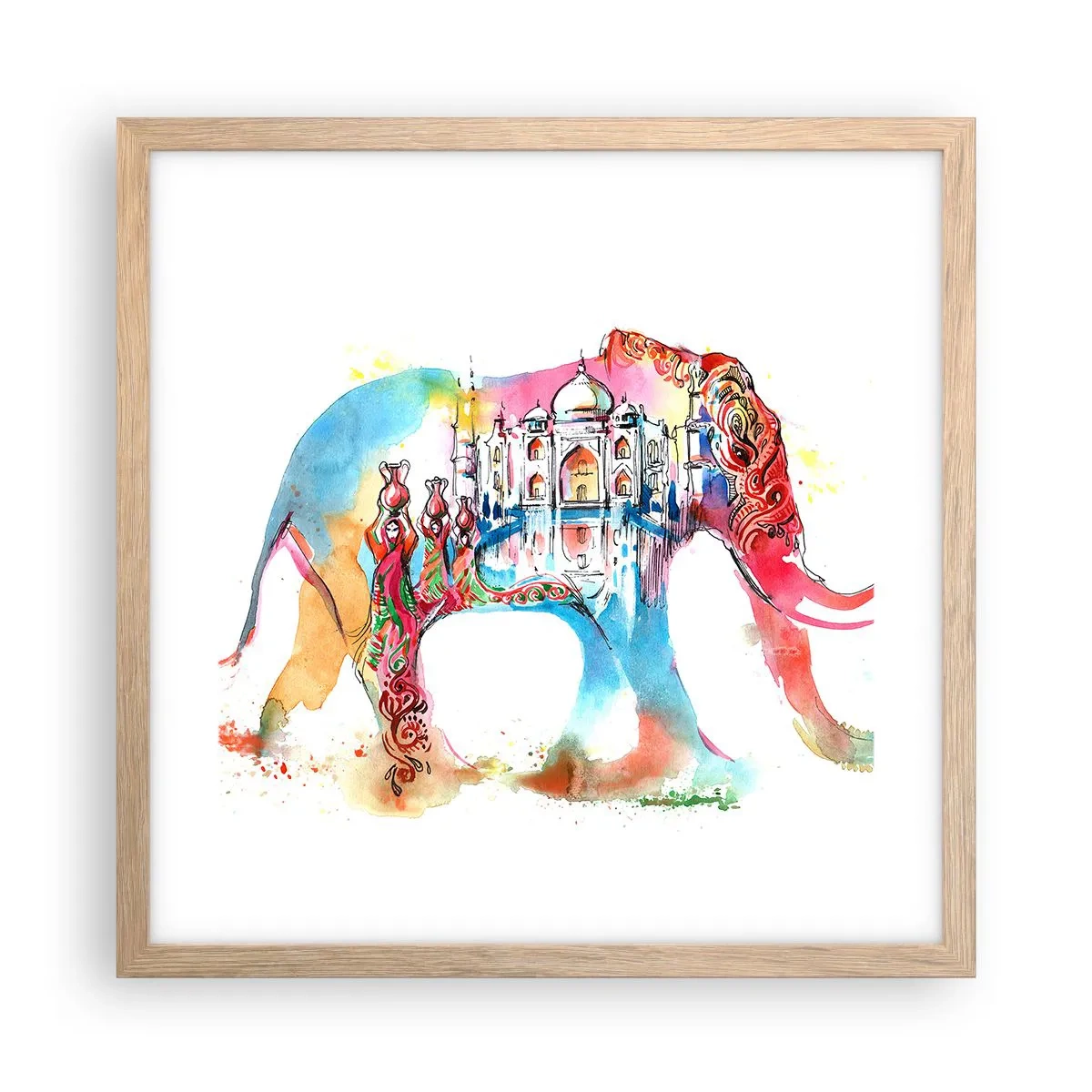 Poster in einem Rahmen aus heller Eiche - Indien – die Aura der Liebe - 40x40 cm