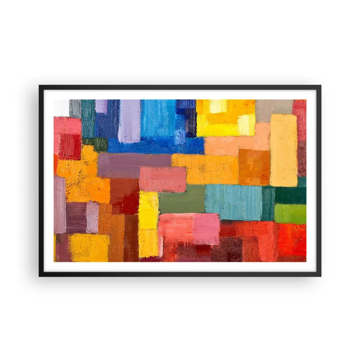 Poster in einem schwarzem Rahmen - Jeder ist anders, alle bunt - 91x61 cm