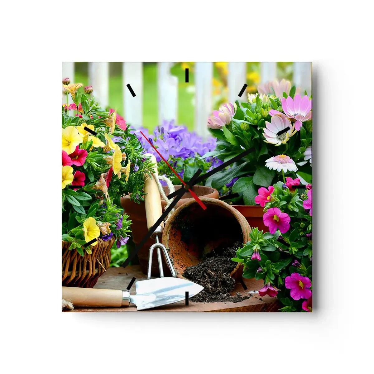 Wanduhr - Glasuhr - Zosias Garten - 40x40 cm