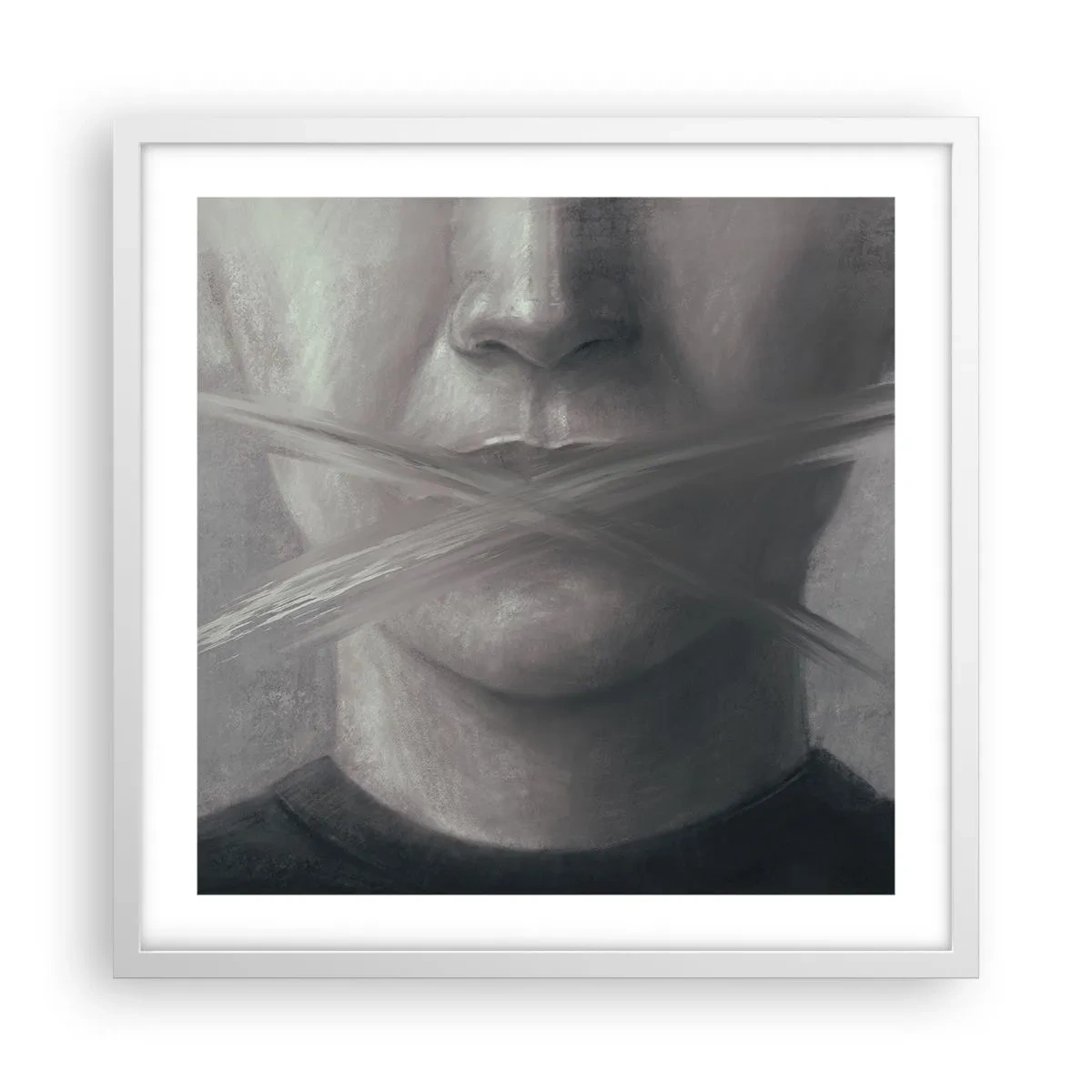 Poster in einem weißen Rahmen - Ohne ein Wort - 50x50 cm
