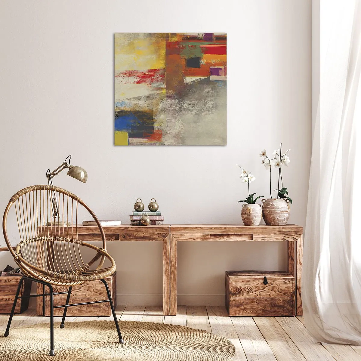 Bild auf Leinwand - Leinwandbild - Geometrie der Farben - 40x40 cm