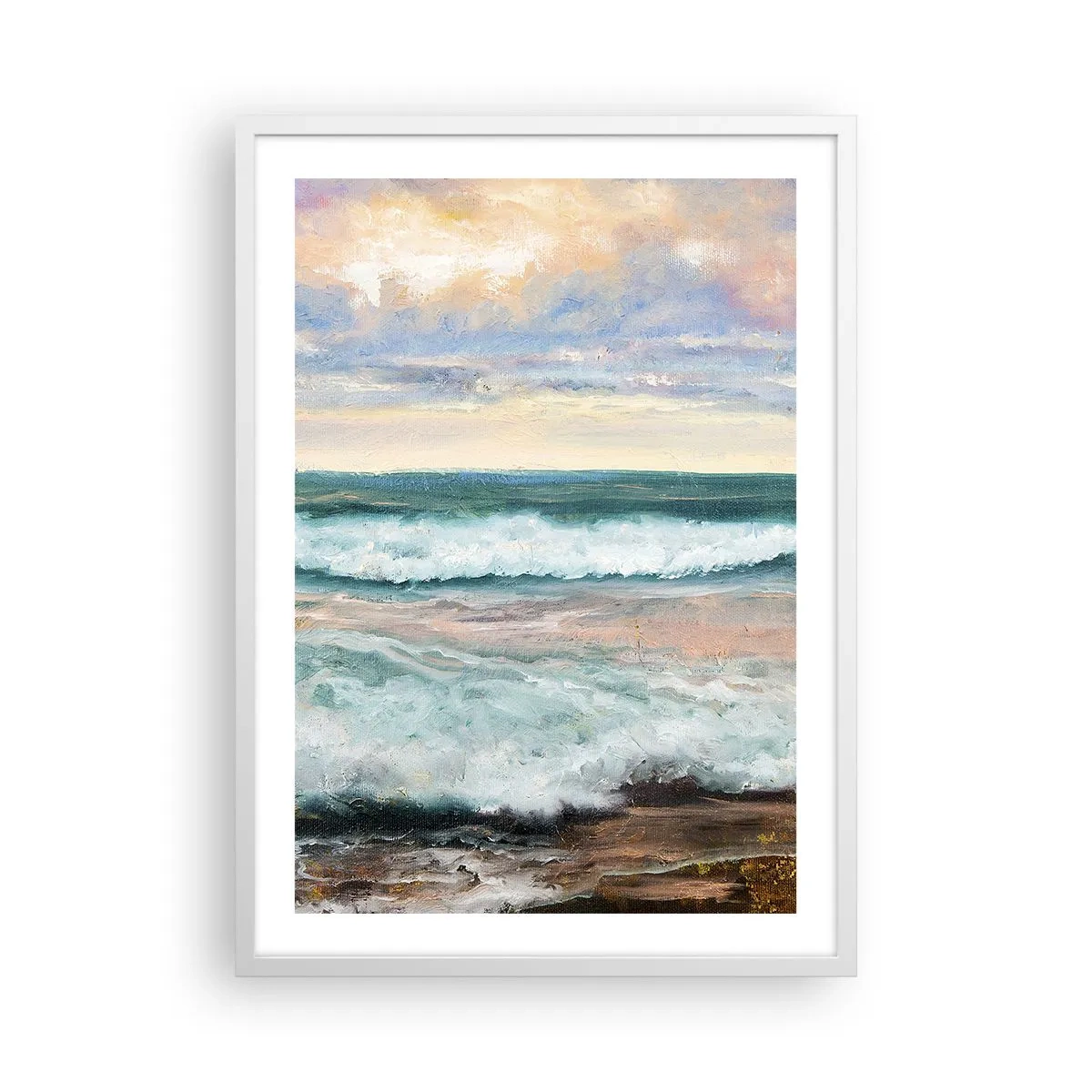 Poster in einem weißen Rahmen - Hier werden Sie Ihre Seele baumeln lassen - 50x70 cm