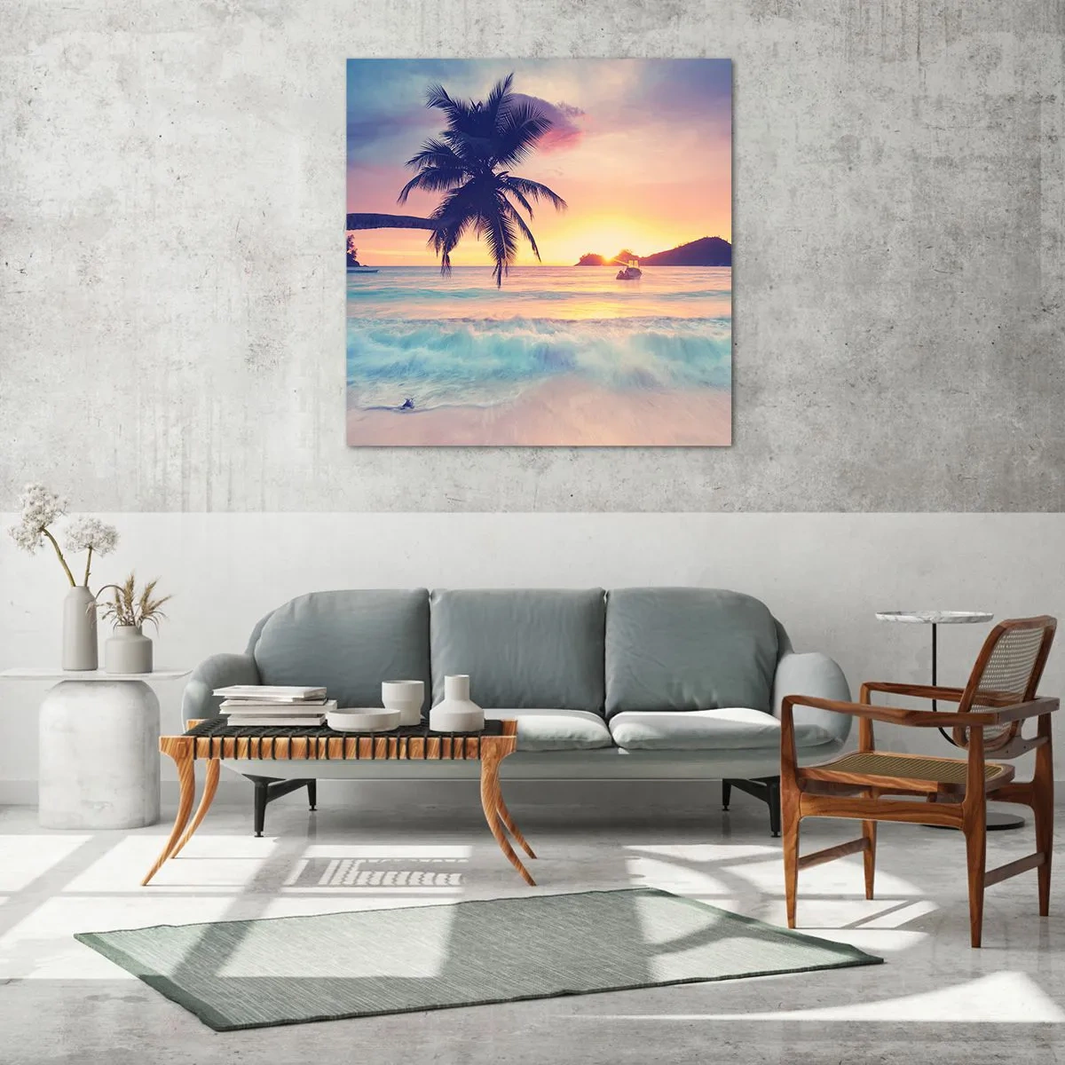 Glasbild - Bild auf glas - Ein Abend in der Bucht - 30x30 cm