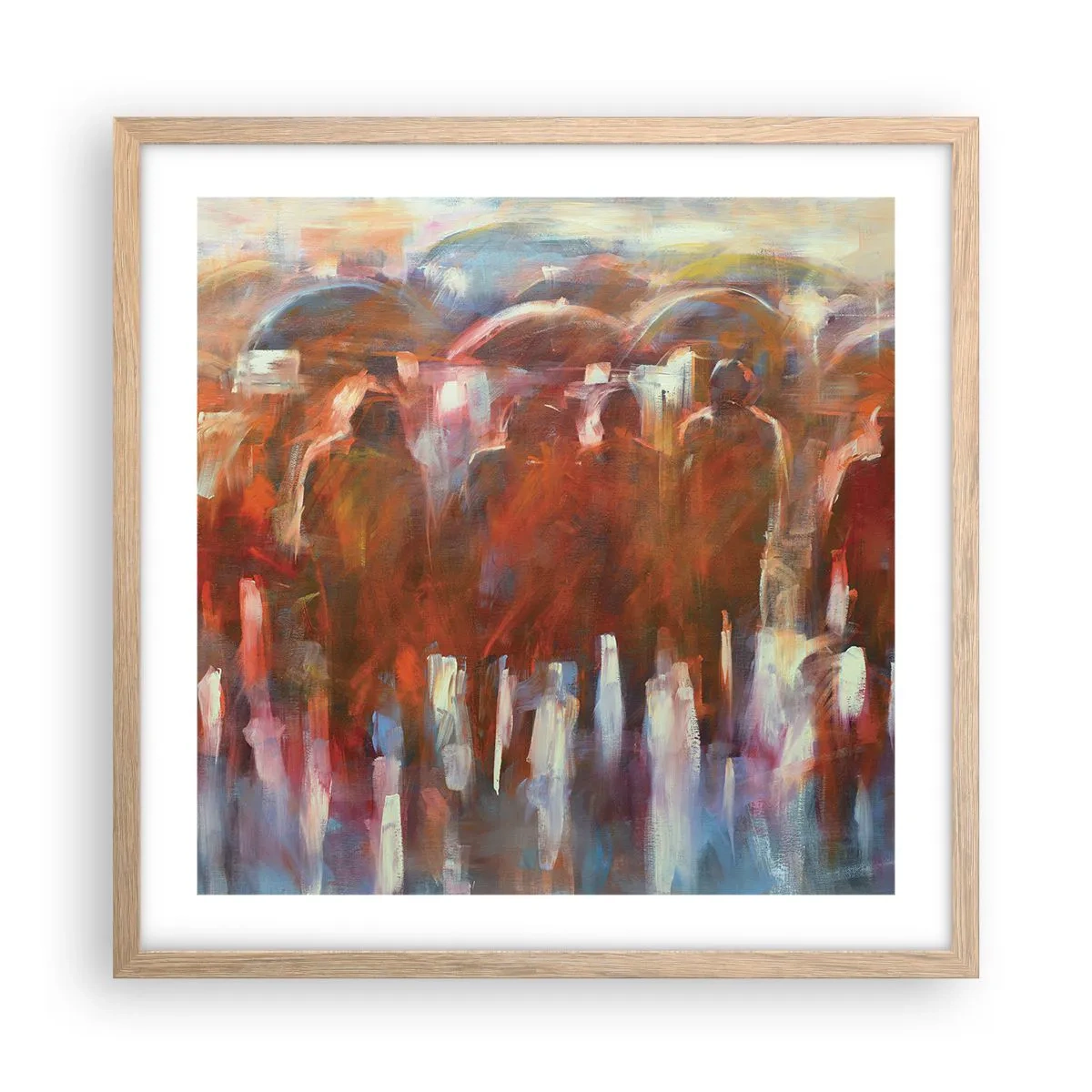 Poster in einem Rahmen aus heller Eiche - Auch bei Regen und Nebel - 50x50 cm