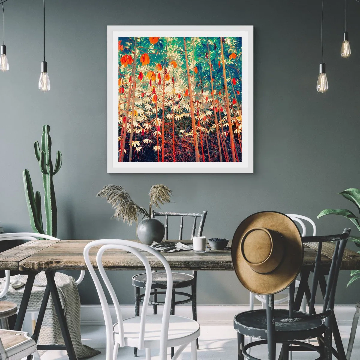 Poster in einem weißen Rahmen - Das geheime Leben der Blätter - 60x60 cm