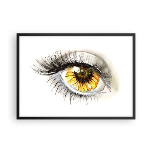 Poster in einem schwarzem Rahmen - Künstlerisches Auge mit sonnenblumenförmiger Iris - 70x50cm - Ein Look so heiß wie der Sommer - Moderne Wanddekoration für Wohnzimmer und Schlafzimmer ARTTOR