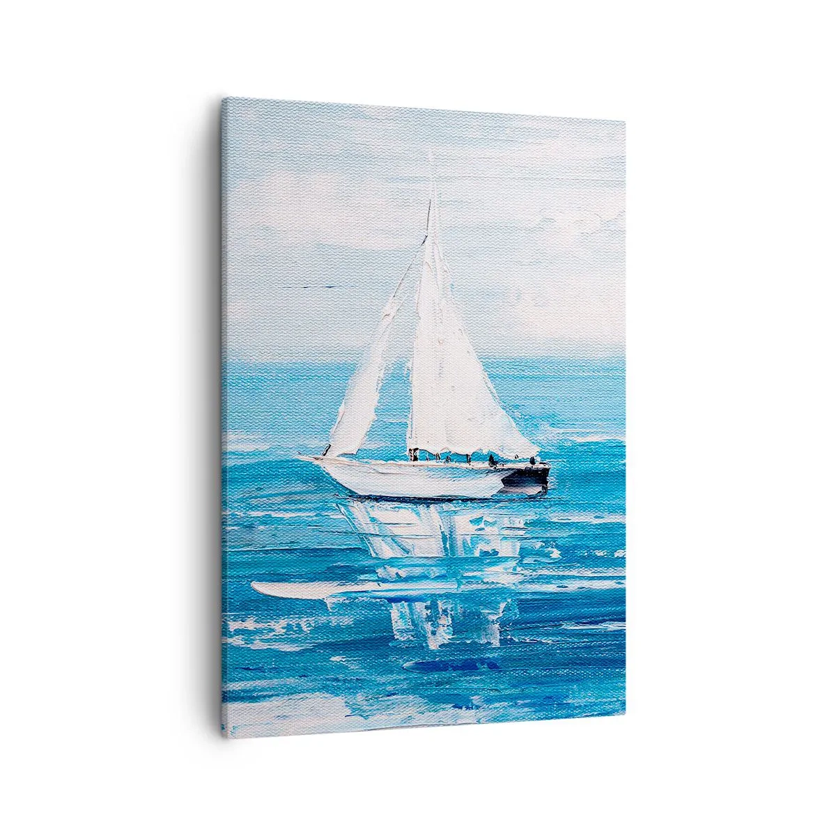 Bild auf Leinwand - Leinwandbild - Yachten auf dem blauen Meer im künstlerischen Stil - 50x70cm - Mit Freund an der Seite - Moderne Wanddekoration für Wohnzimmer und Schlafzimmer ARTTOR