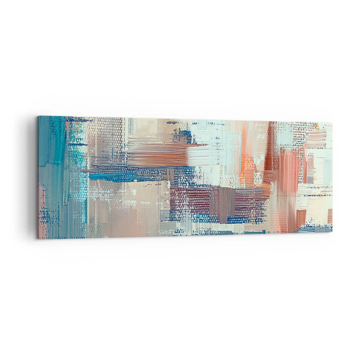 Bild auf Leinwand - Leinwandbild - Abstrakte Komposition in Blau- und Beigetönen - 140x50cm - Zum Licht kommen - Moderne Wanddekoration für Wohnzimmer und Schlafzimmer ARTTOR